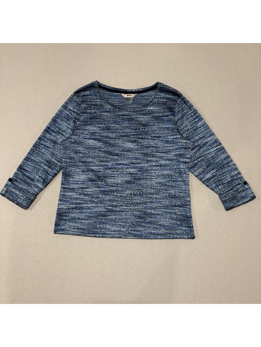 ALIA Petite Space Dye Knit 3/4 Sleeve Top Size P/SP Women’s Blouse